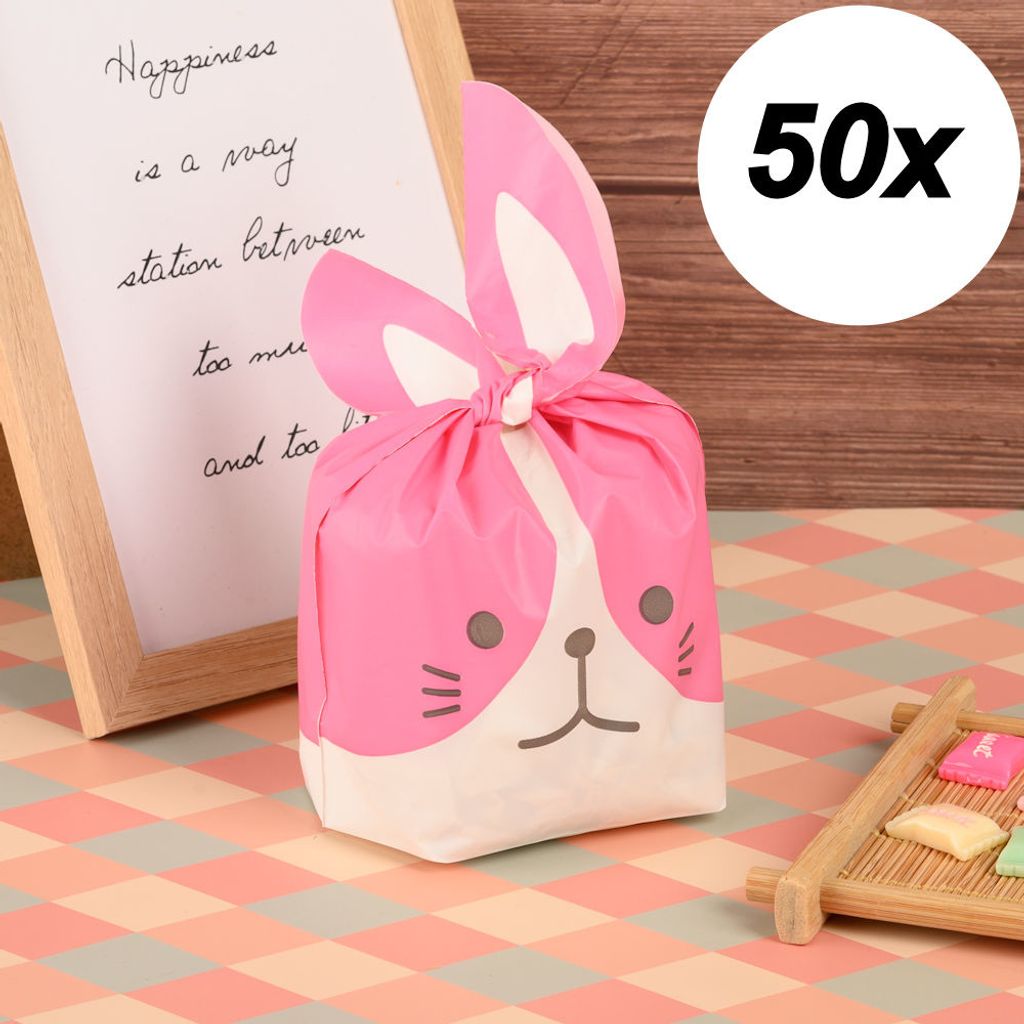 50 Stück Fröhliche Süßigkeitentüten aus Plastik - Produktbild 