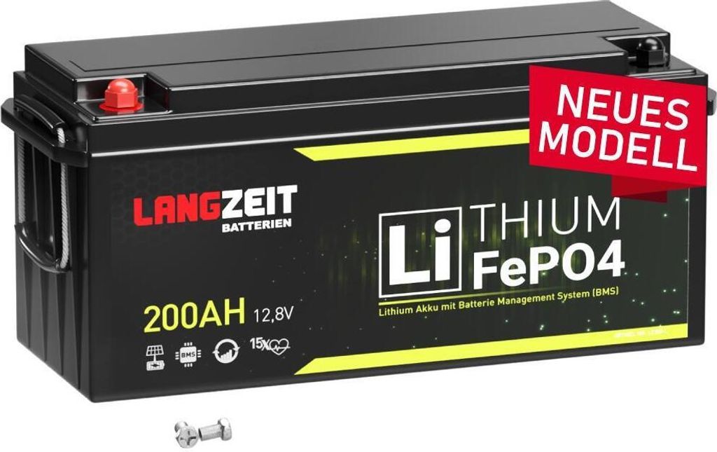 LiFePO4 200Ah 12V LANGZEIT Lithium Batterie Solarbatterie Produktbild 