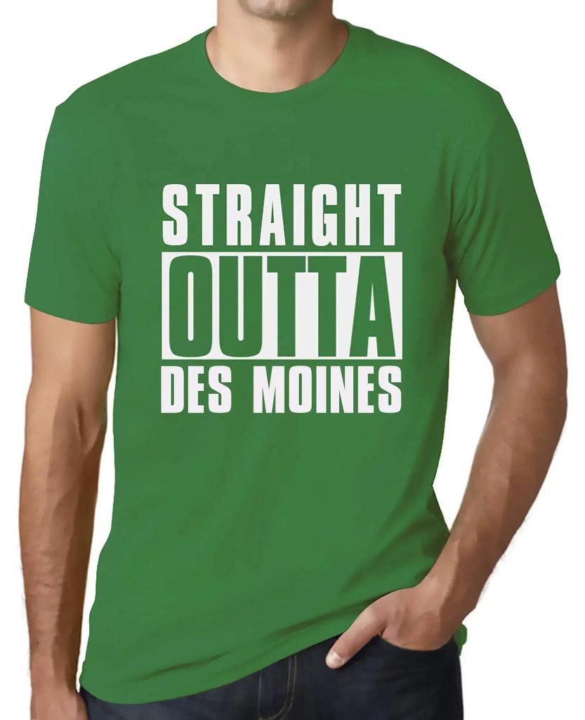 Herren Grafik T-Shirt Straight Outta Des Moines Öko-Verantwortlich Vintage Jahrgang Kurzarm Lustige Druck Geburtstag Geschenk Mann