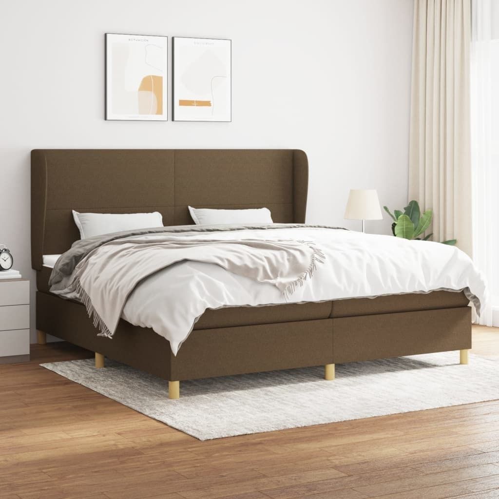 CLORIS Boxspringbett Polsterbett mit Matratze Dunkelbraun 200x200 cm Stoff, 94,23 kg