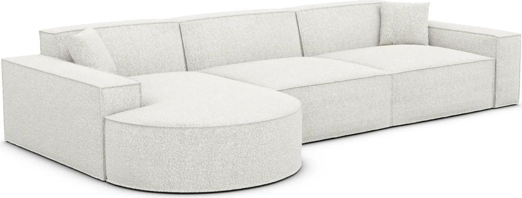 Bouclé L-Form Sofa Brevia Weiß Links