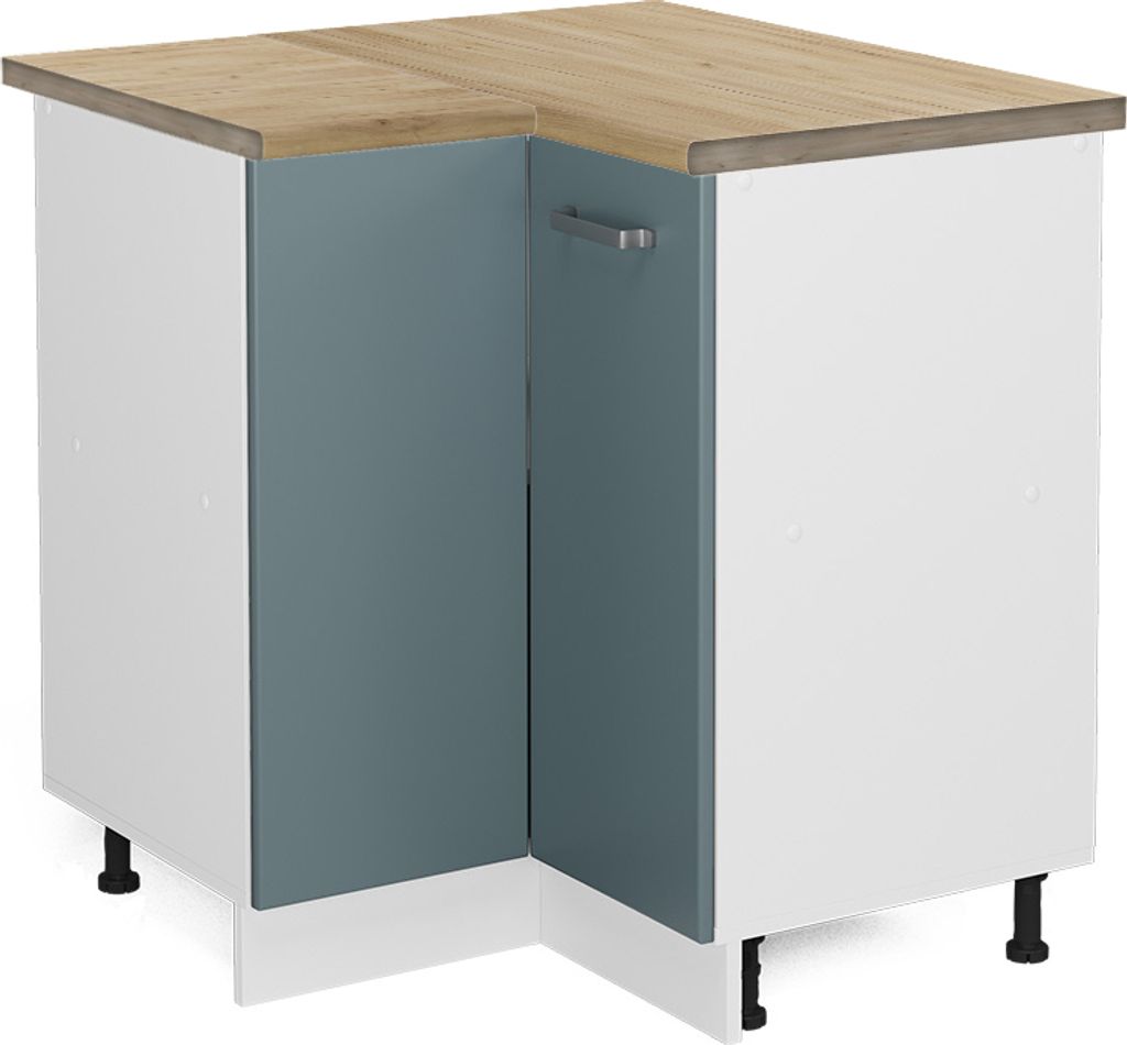 Eckunterschrank Vicco R-Line Blau-Grau 75.6 cm , AP Eiche, Model 46120