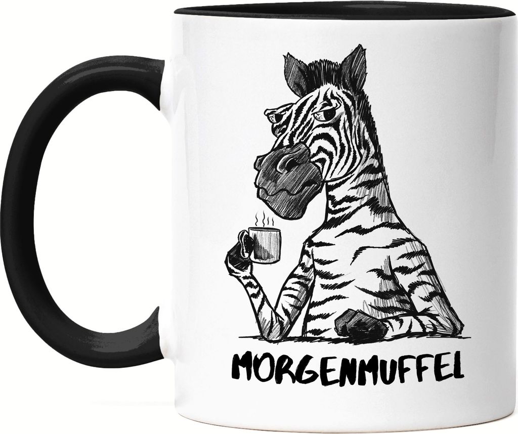 Morgenmuffel Tasse Schwarz Kein Morgenmensch Erstmal Kaffee Büro Kollegen Zebra Geschenk