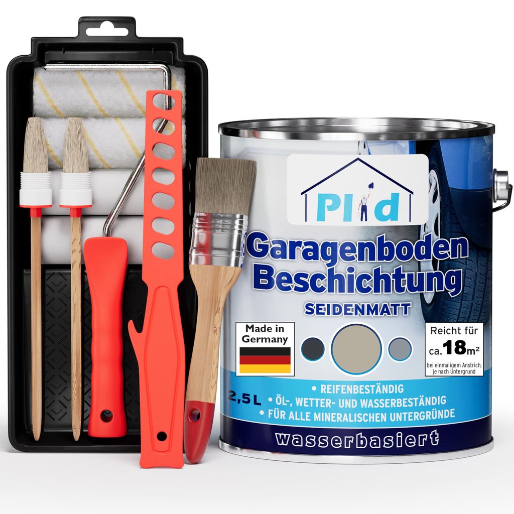 Plid Garagenbodenbeschichtung 2,5L Kieselgrau – für ca. 18m² / Betonbodenfarbe & Versiegelung – abriebfest & strapazierfähig