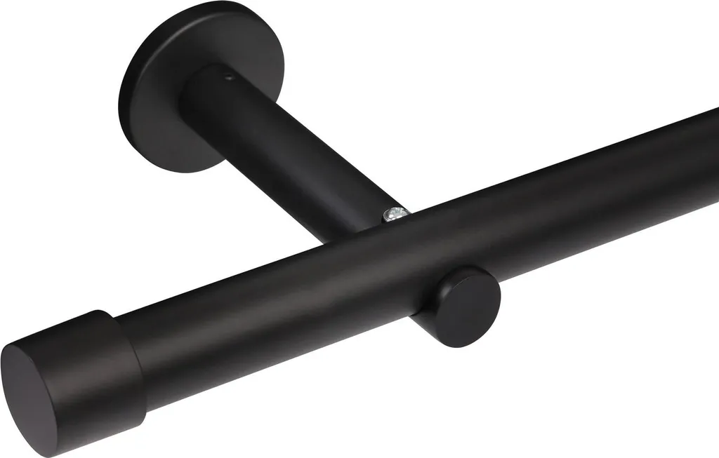 Deco Window - Asta per tende per finestre con finiali e staffe Moroco, 91,4 - 167,6 cm, colore: Nero opaco