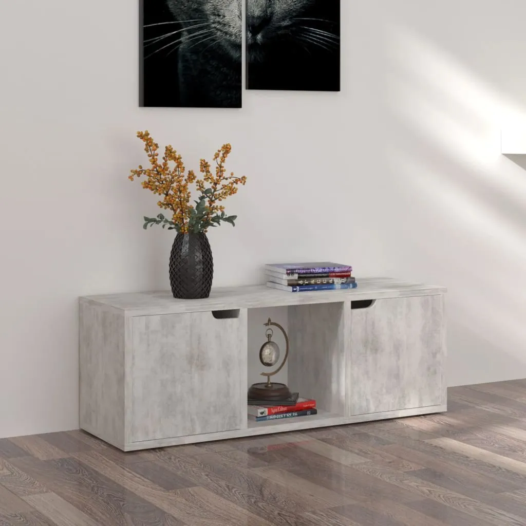 Meuble TV de Chambre Gris Béton 88,5 cm - Idéal Petits Espaces Salon