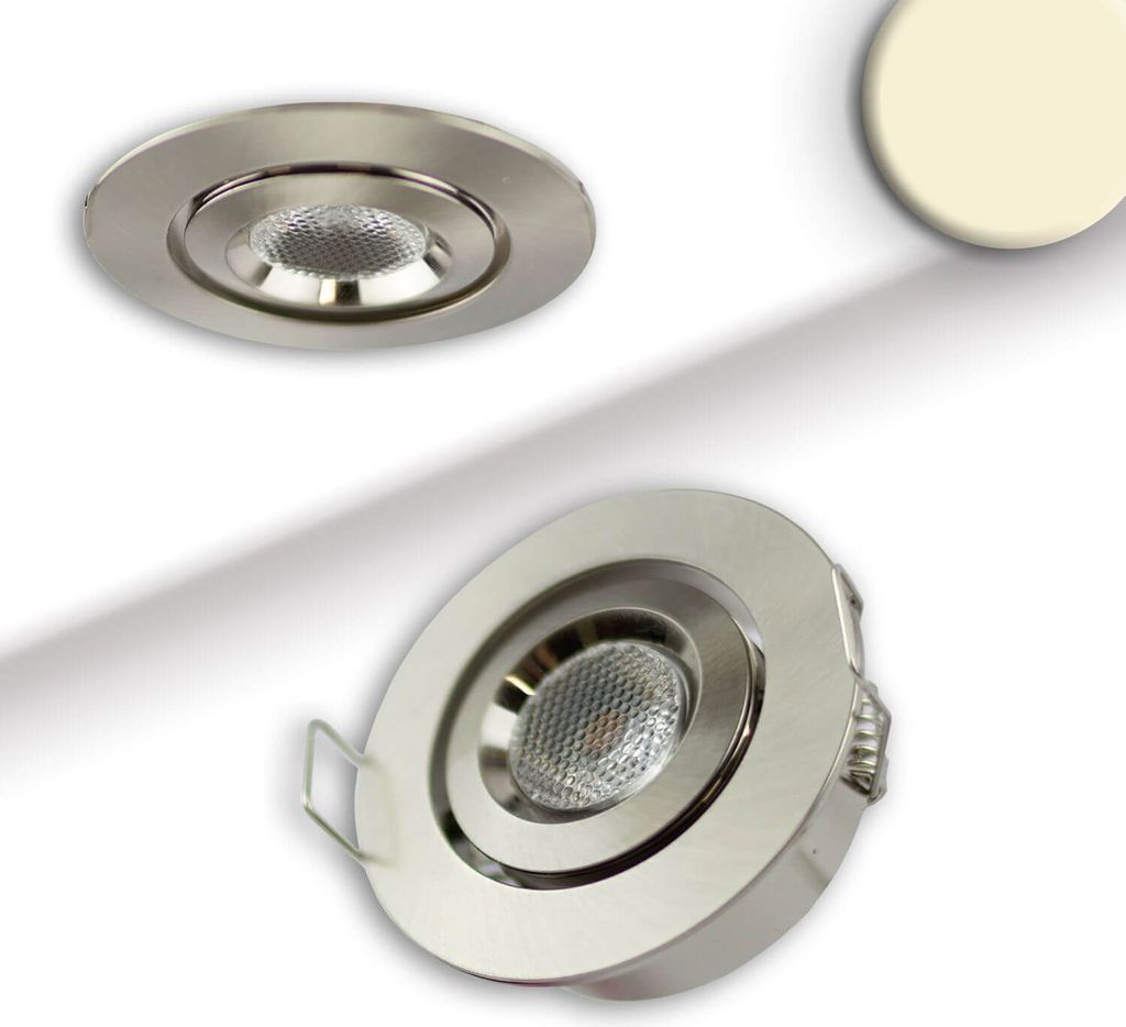ISOLED LED Einbauleuchte MiniAMP Alu gebürstet, 3W, 12V DC, warmweiß, dimmbar, 100cm Kabel