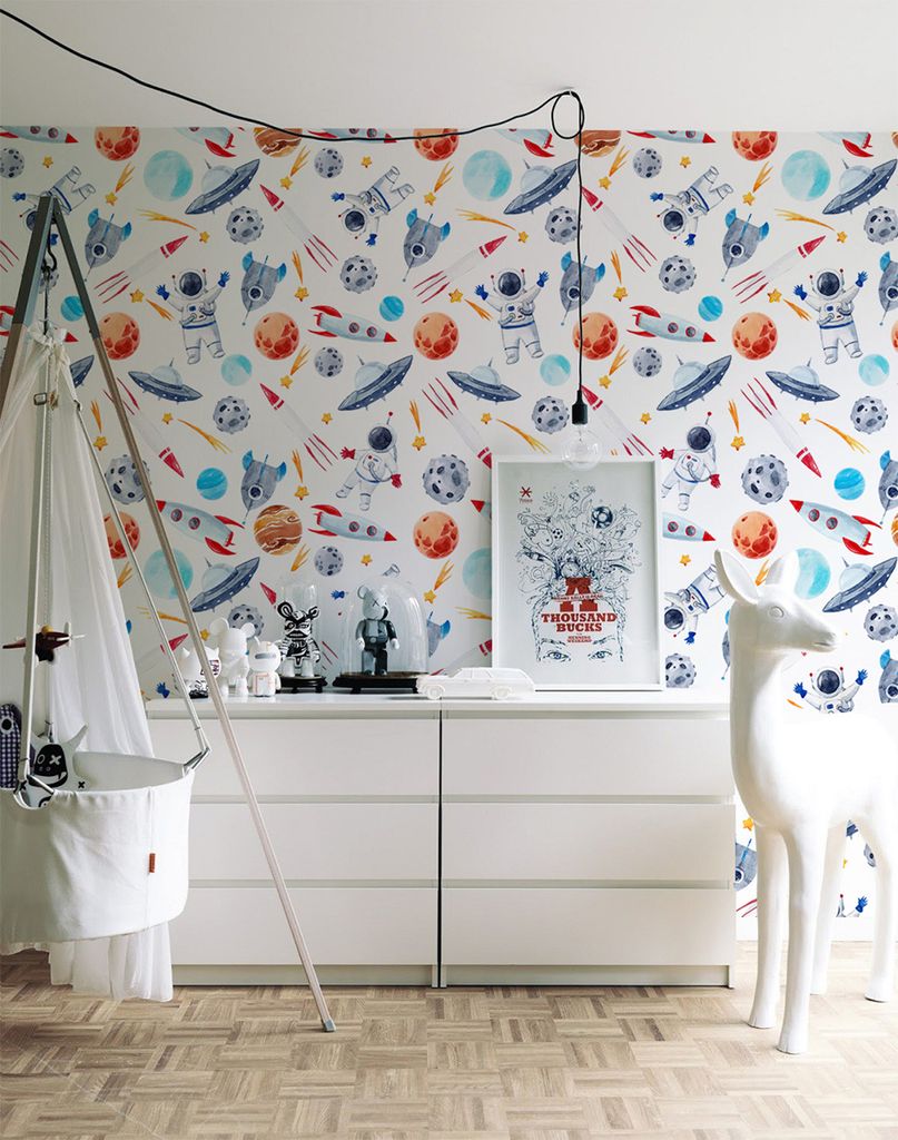 Coloray Fototapete 312x219 cm An Einer Wand Latex Latextapete - Astronaut Galaxy Rakete Planeten