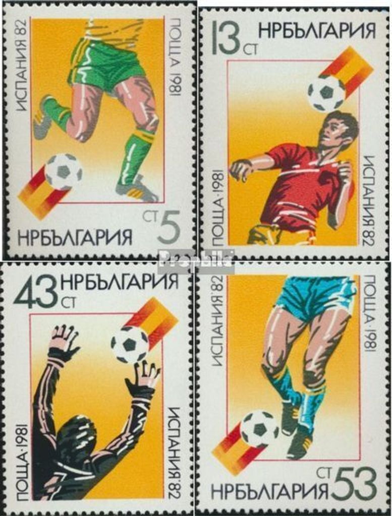 Briefmarken Bulgarien 1981 Mi 3053-3056 (kompl.Ausg.) postfrisch Fussballwelmeisterschaft 1982