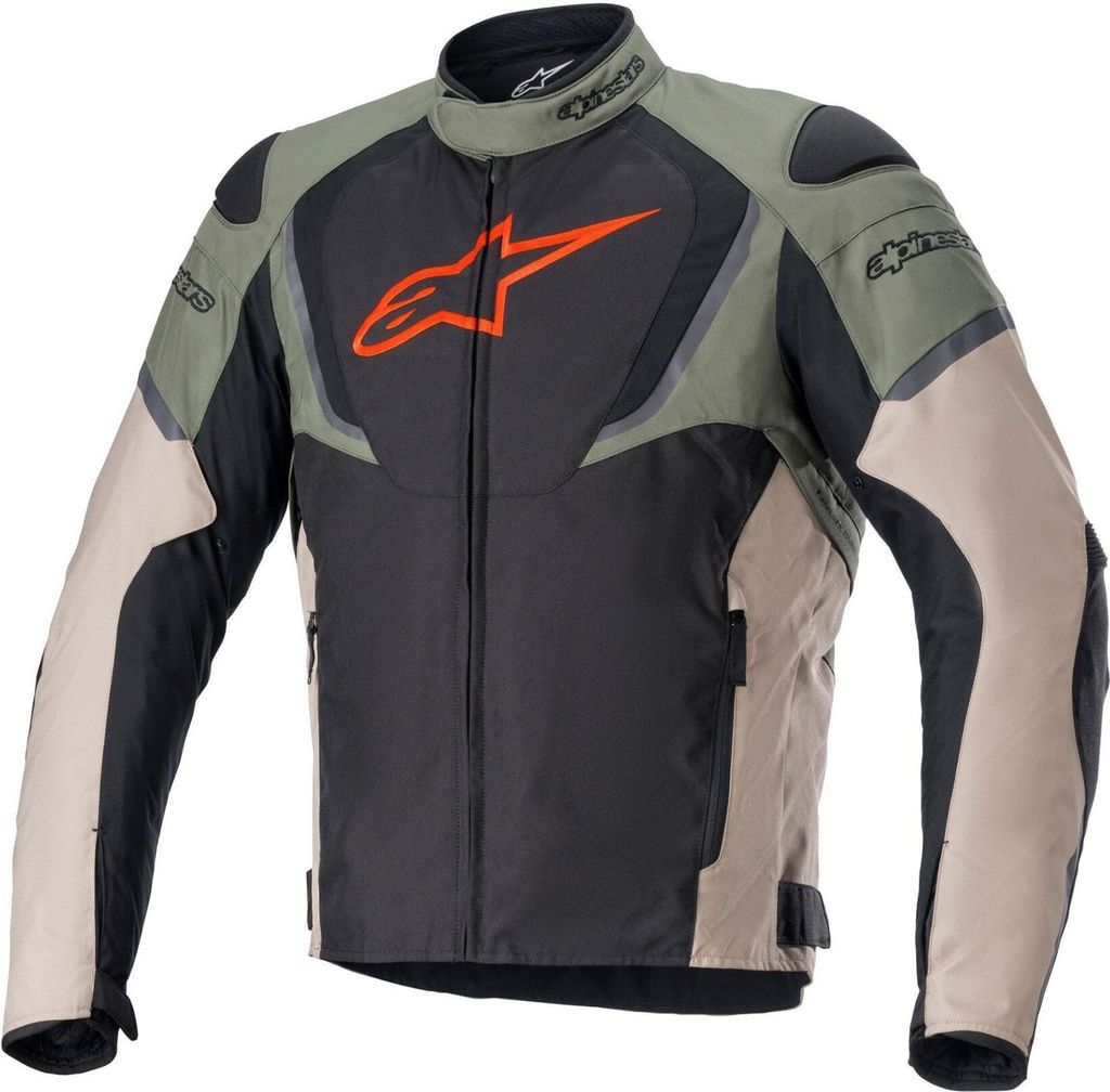 Alpinestars T-Jaws V3 Wasserdichte Motorrad Textiljacke, schwarz/oliv, M