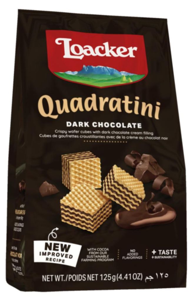 Loacker Quadratini Dark Chocolate wafle w kostkach 125g Zdjęcie produktu 