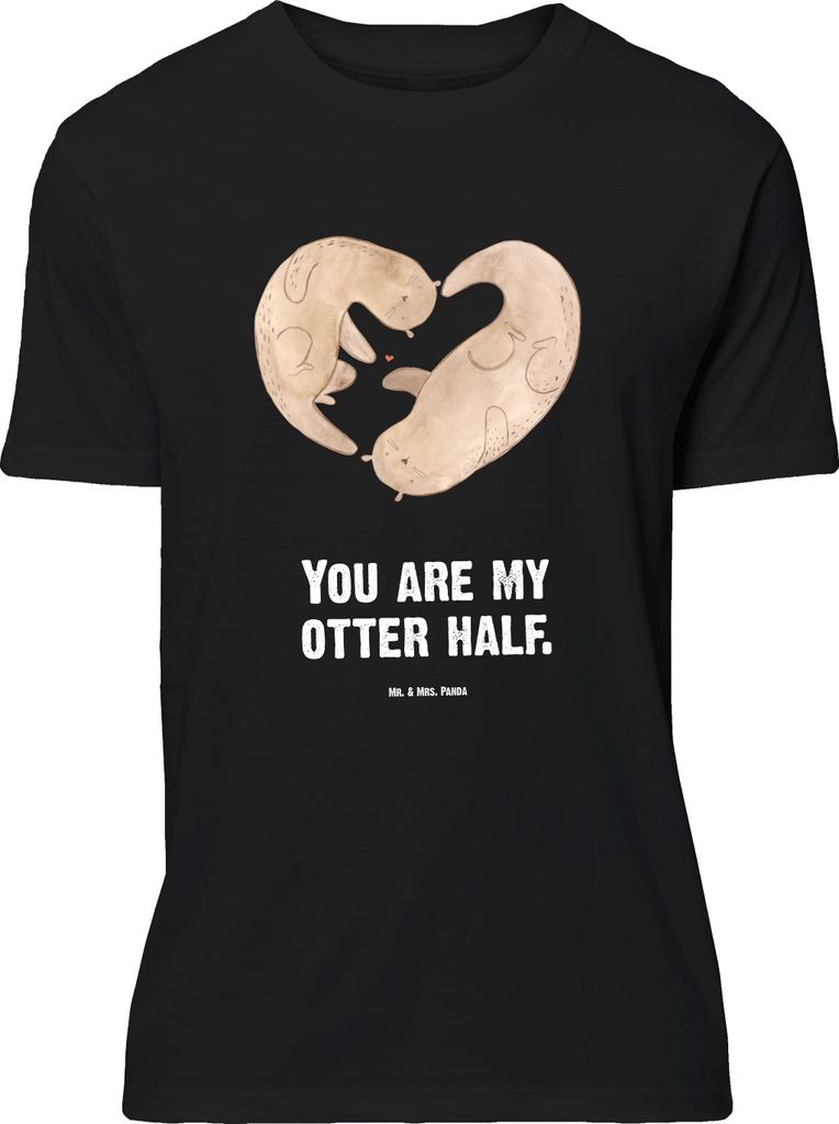 Mr. & Mrs. Panda Größe M T-Shirt Otter Herz - Schwarz - Geschenk, Herren, Liebe, mit Spruch, Tshirt, Shirt, Hochzeitstag