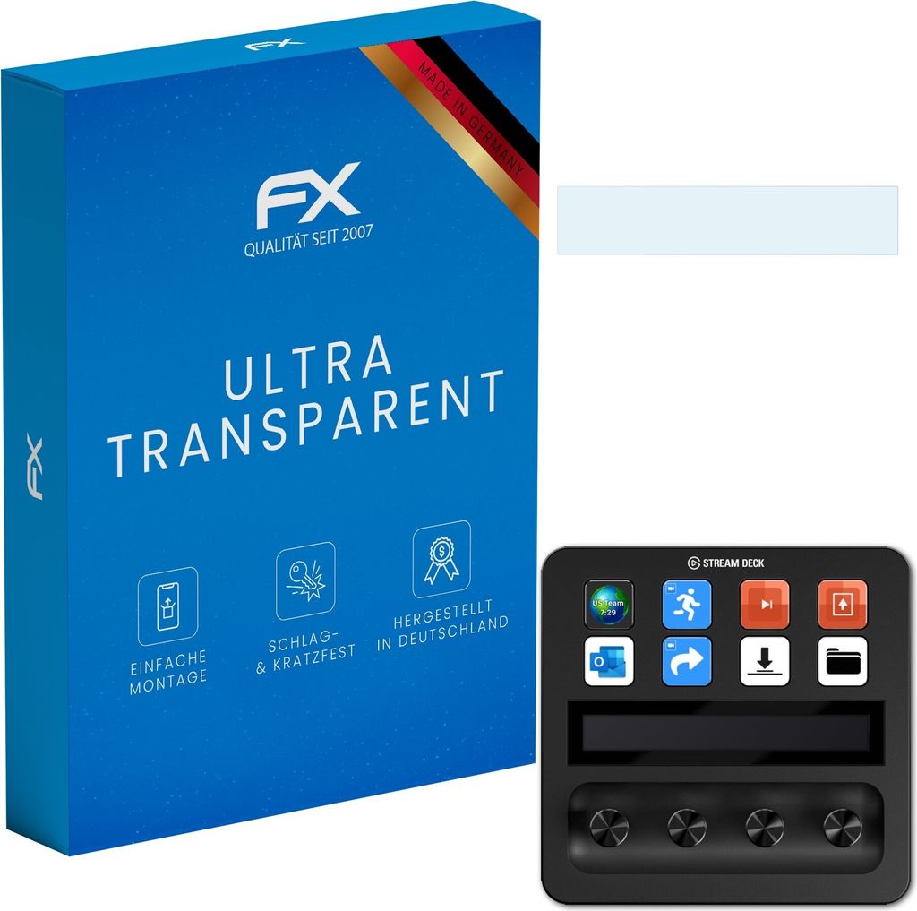 atFoliX FX-Clear 3x Schutzfolie kompatibel mit Elgato Stream Deck Plus Displayschutzfolie