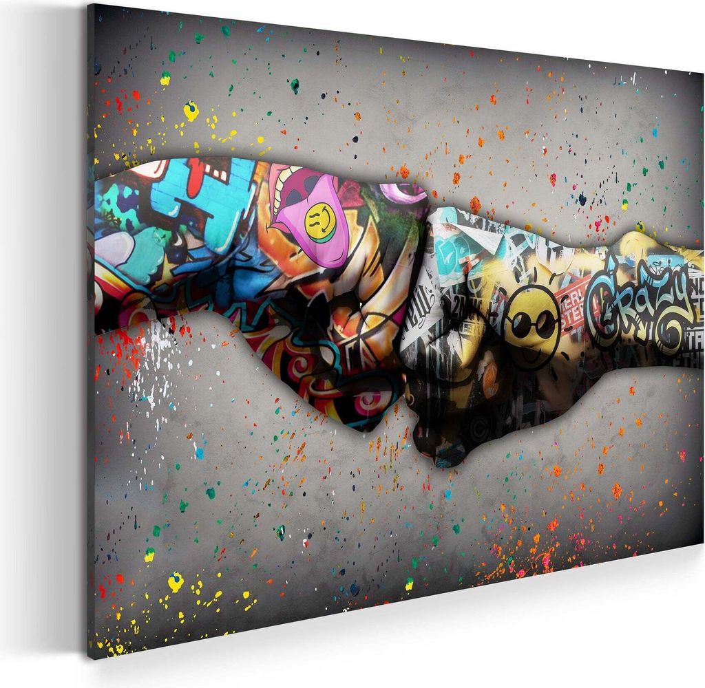 Graffiti Street Art Fäuste Wandbild Leinwandbild Kunstdruck Pop Art Wanddeko: 120x80x2cm