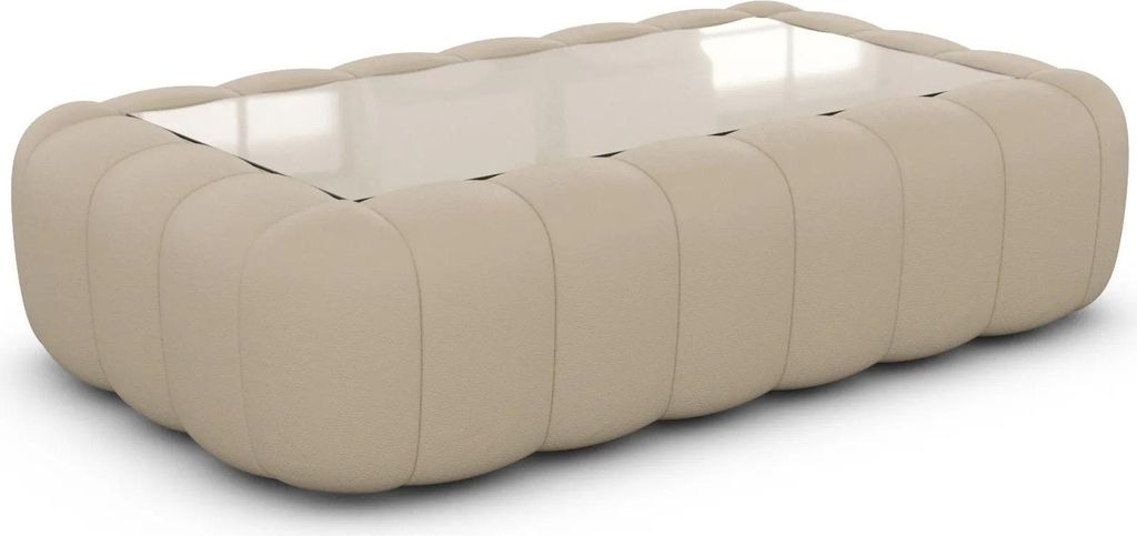 Echtleder Couchtisch Rectangle Valora Beige