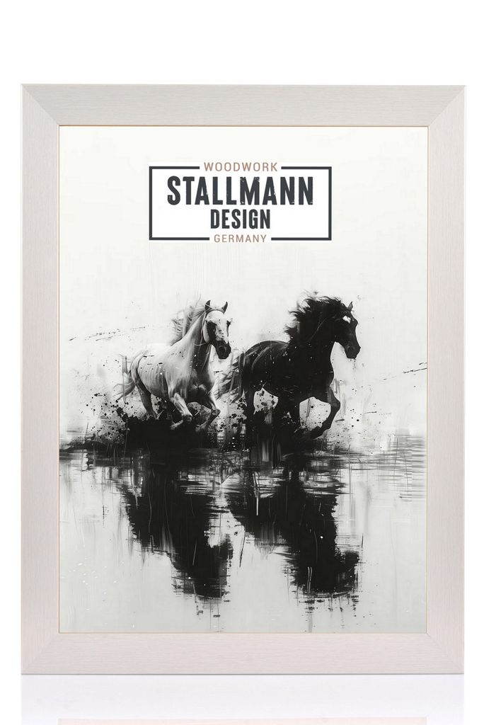 MDF Bilderrahmen Alu Optik in 75x100 cm – 40 mm breite Leiste – mit Kunstglas – moderner Fotorahmen
