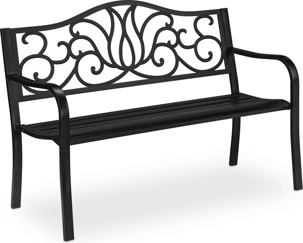 Banc de jardin style ancien Relaxdays - Mobilier extérieur vintage bois