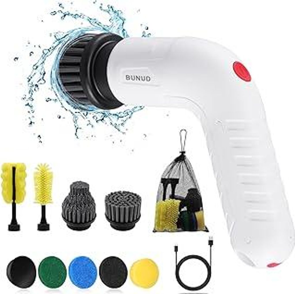 BUNUD Fugenreiniger Elektrisch Bad für Hausfrauen: Electric Cleaning Brush mit 8 Bürstenköpfe 2 Geschwindigkeiten - IPX7 Elektrische Reinigungsb...