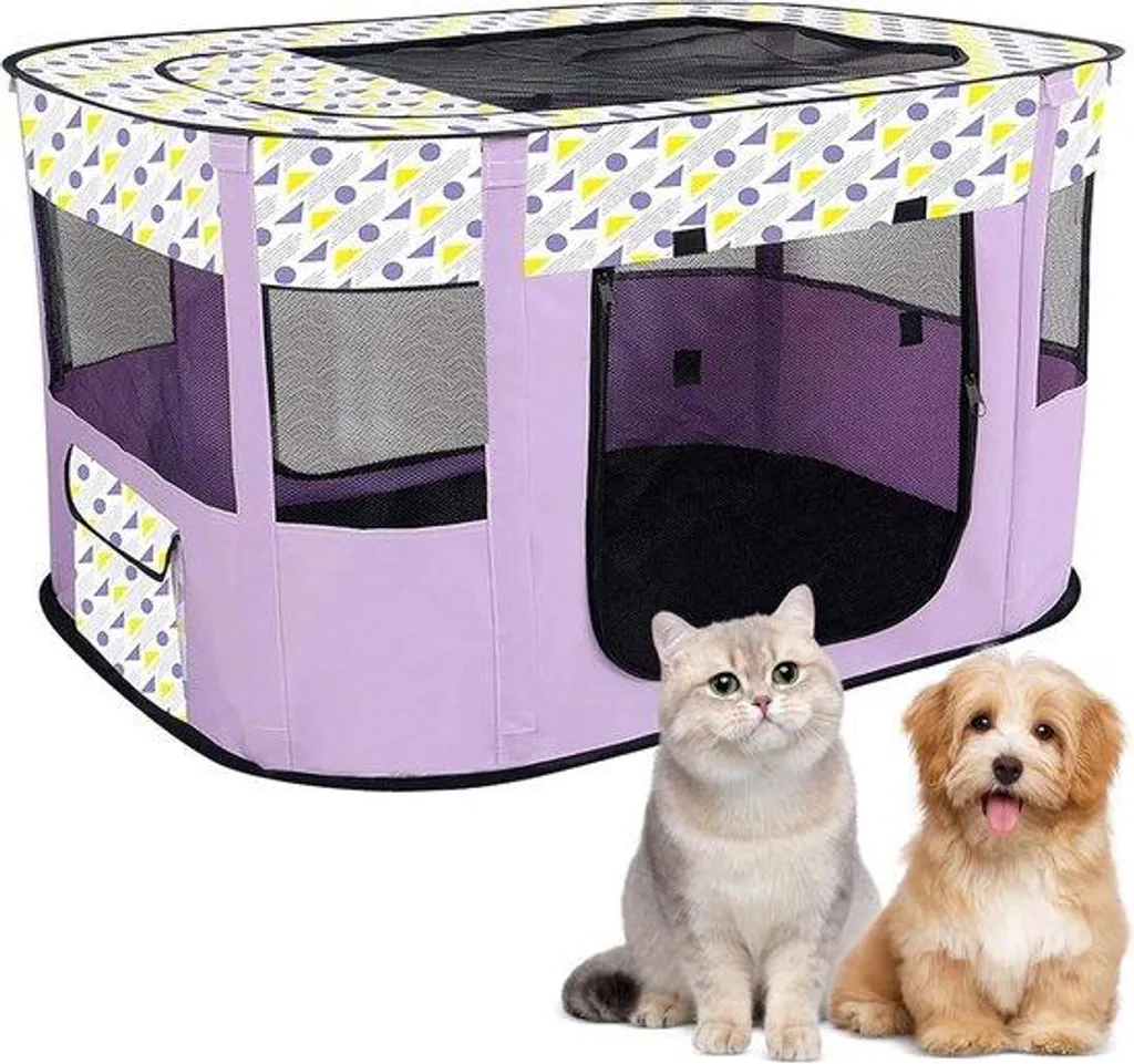 Cage de transport pliable pour chiens - Gain de place et confort violet