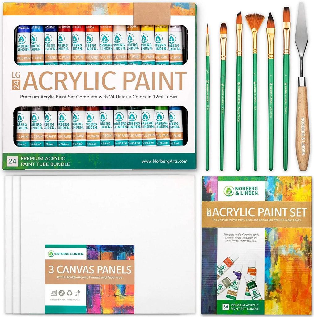 Acrylfarben-Set mit Zubehör - 34 Teile Norberg & Linden