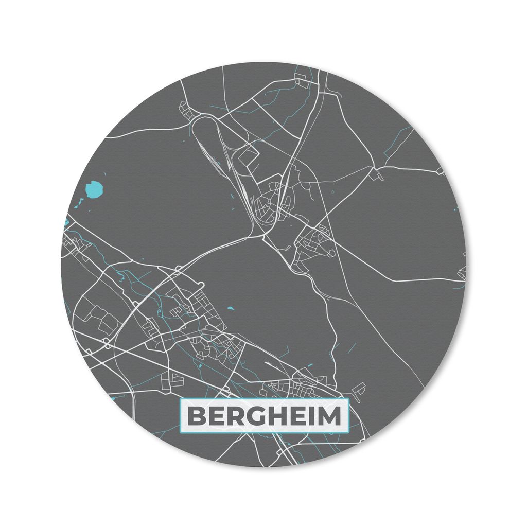 MuchoWow Mauspad Mousepad Stadtplan - Karte von Deutschland - Blau - Bergheim - Karte 30x30 cm - Mousepads - Maus Mat - Pad - Mausunterlage - Tis...