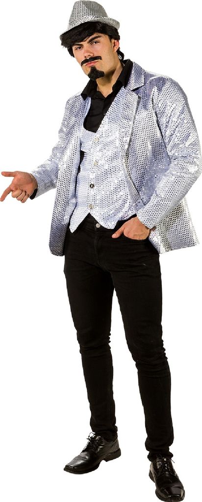 O7260-48-50 silber Herren Pailletten Jackett Discojacke Gr.48-50