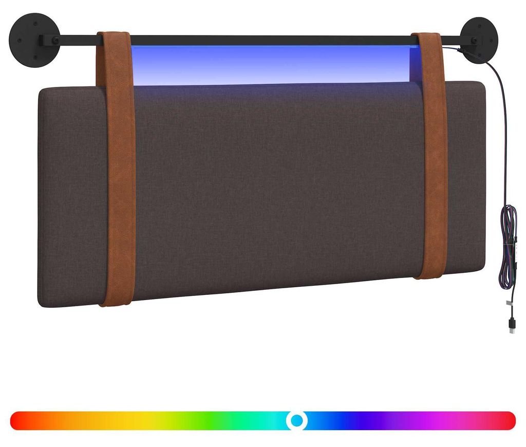 Hängendes Kopfteil Mit LED Licht Dunkelbraun Antikes PU