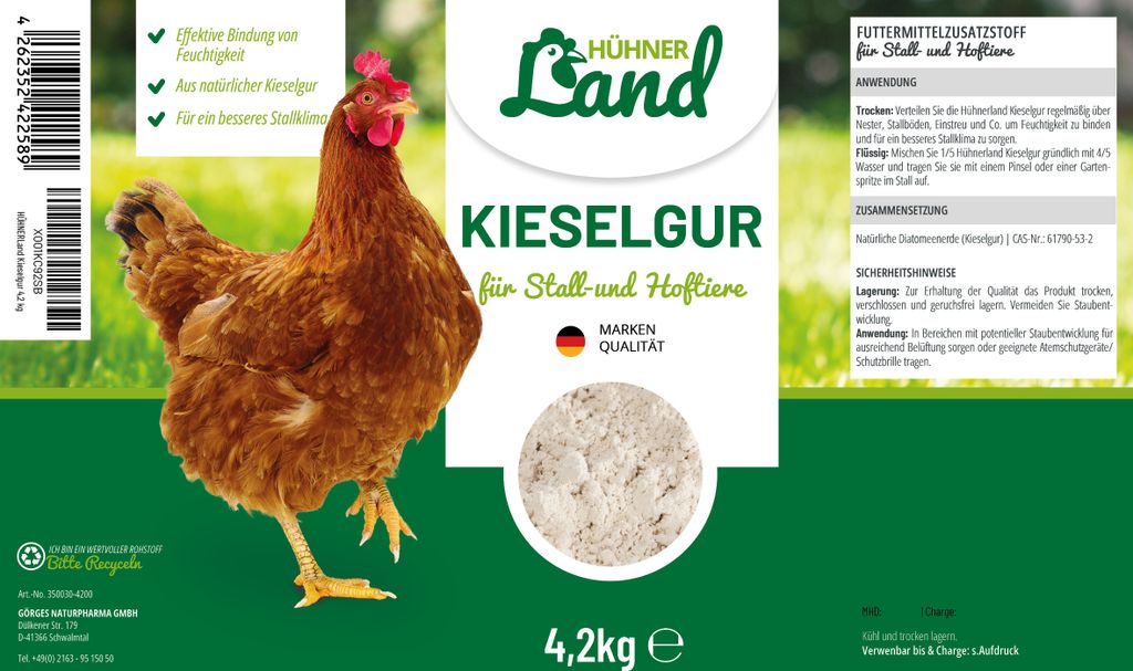 HÜHNER Land Kieselgur für Hühner 4,2kg INKLUSIVE Profi Produktbild 6