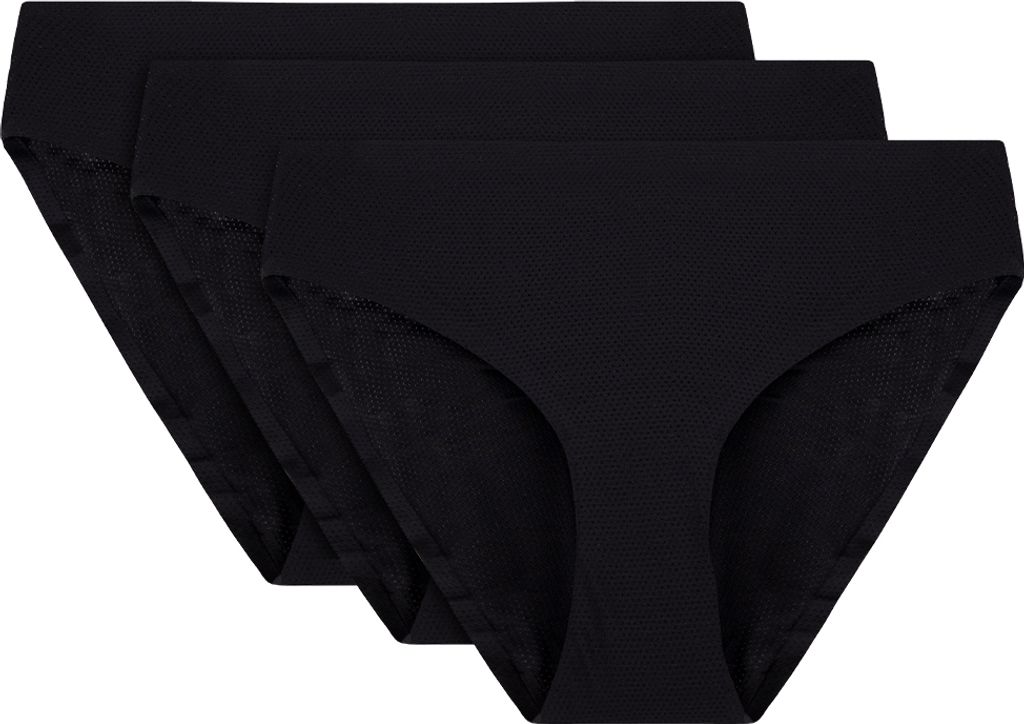 Vivisence dame slip 3-er pack unterhose 4011 glatt voll nahtlos klassisch, schwarz, m