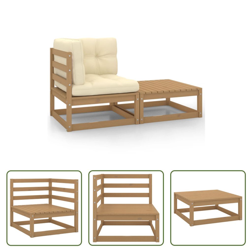The Living Store 2-tlg. Garten-Lounge-Set Kissen Honigbraun Produktbild 
