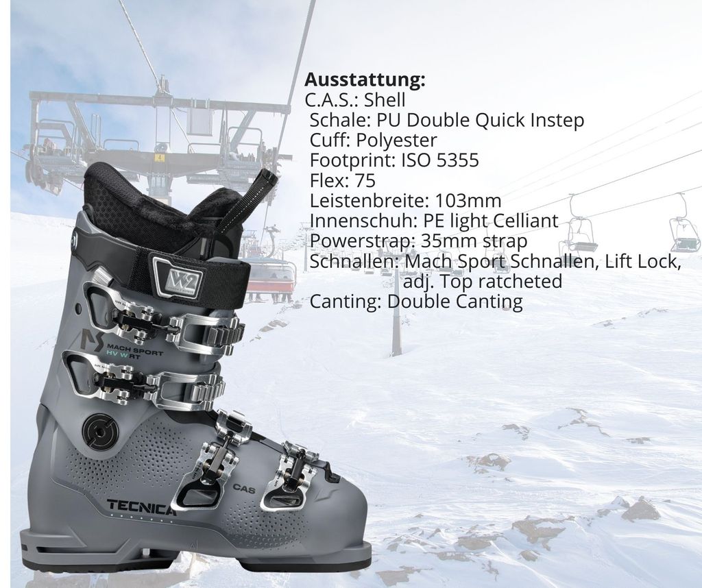 Tecnica Mach Sport HV 75 W RT - Chaussures De Ski Femme Grey - Flex 75 Last 103mm