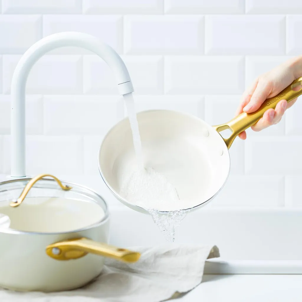 GreenPan Reserve Set 3 Padelle Antiaderenti In Ceramica - 20, 25 E 30 Cm - Manico Oro, Anti Graffio, Adatte Al Forno - 3