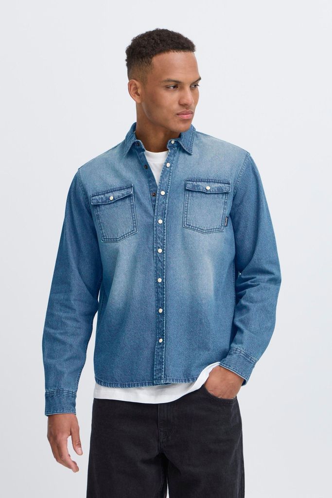 Blend BHDARGO Herren Jeanshemd Langarmhemd Freizeithemd 100% Baumwolle regular fit
