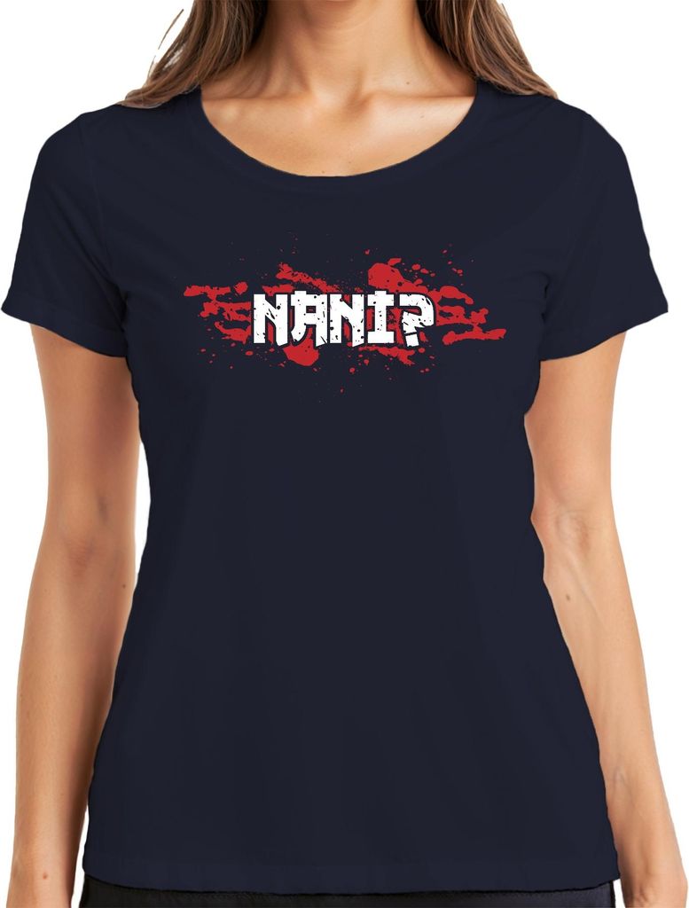 NANI? Anime Manga Ästhetik Otaku Japan Meme Gaming Japanisch Damen T-Shirt, Navy, 3XL