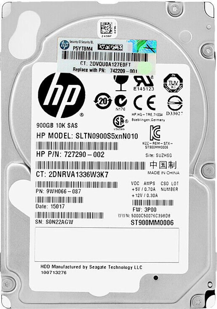 Festplatte HP SLTN0900S5XNN010 900GB 10K Sas2 64Mb Cache 2.5" Zoll 727290-002