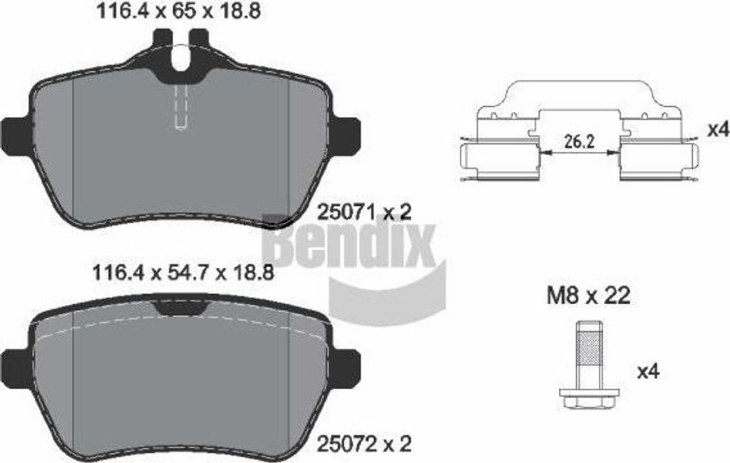 BENDIX Braking BPD2221 Bremsbelagsatz, Scheibenbremse OE 0064207220 kompatibel mit SL