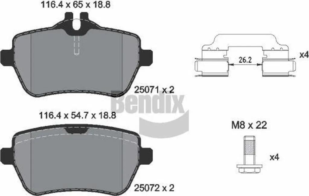 BPD2221 Bendix Jeu de plaquettes de frein à disque OE 0064207220 pour SL