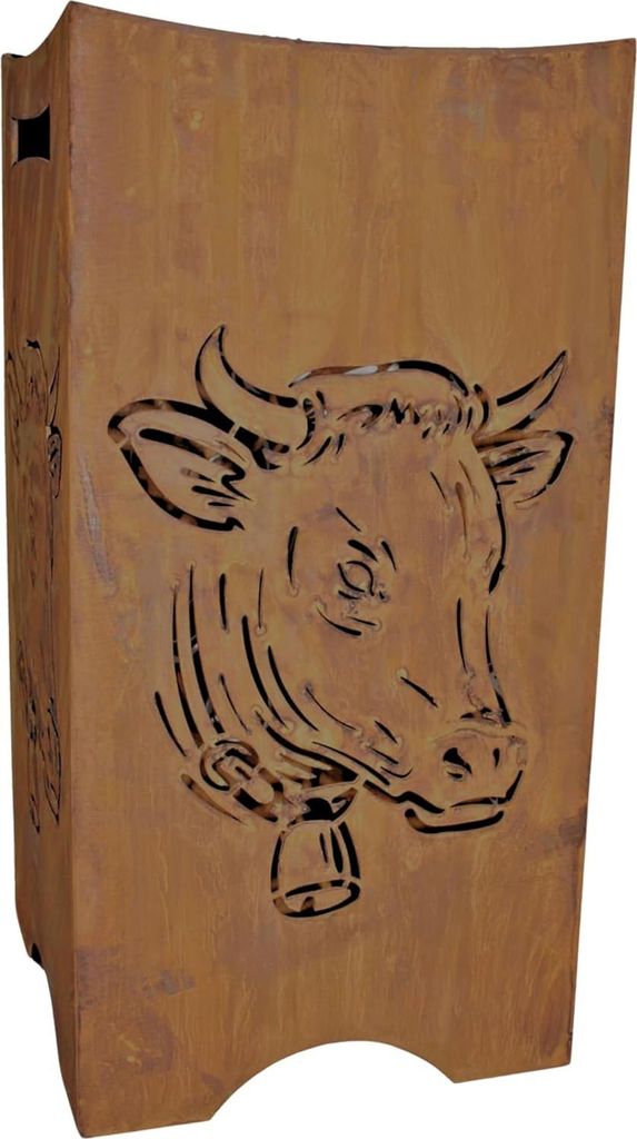 Dekorative Feuerschale für Garten und Terrasse - Metallfeuerschale mit Rost, 28 x 28 x 57 cm