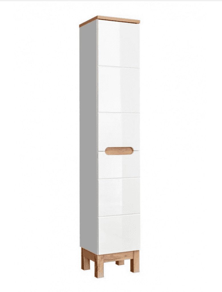 Bali 2D Hochschrank mit Wäschekorb, Weiß Glanz und Produktbild 5