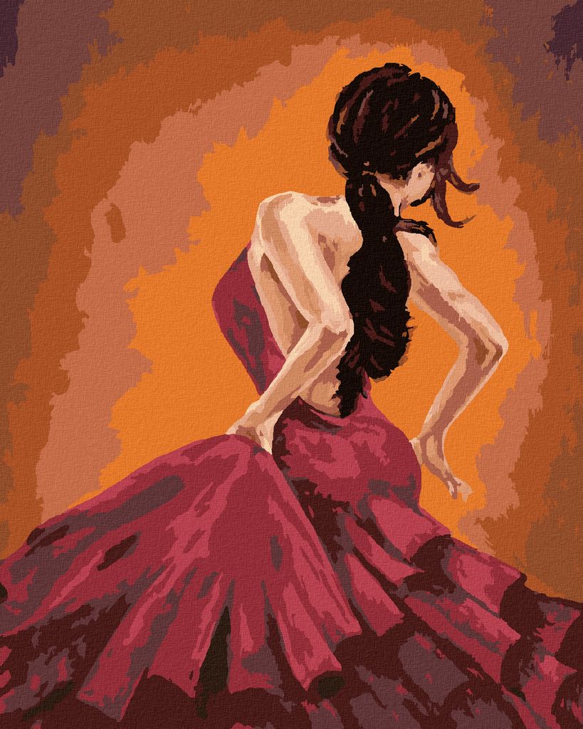 Zuty - Malen nach Zahlen - TÄNZERIN TANZT FLAMENCO, 40x50 cm, ohne Keilrahmen
