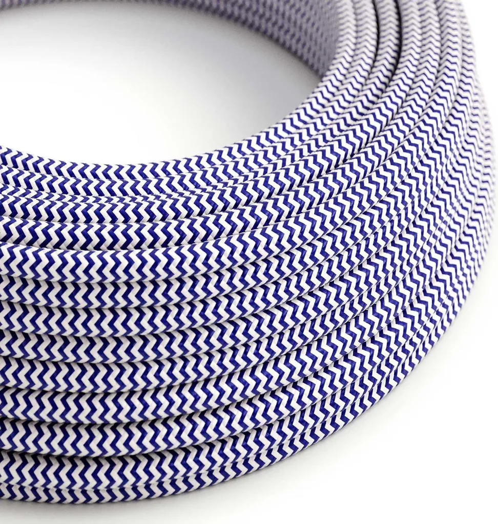 Câble Électrique pour Luminaire Personnalisé - ZigZag Bleu Blanc 3 Core
