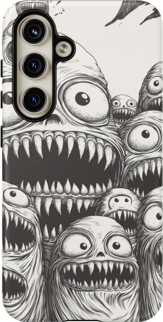 Schleimige Monsterköpfe im Line-Art-Stil – Hülle Kompatibel mit Galaxy S24