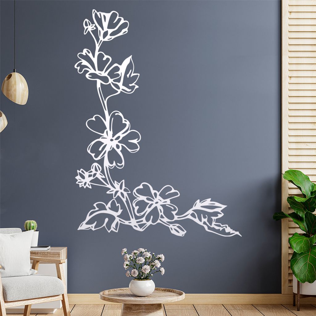 Blumen - Ranken Wandtattoo in 6 Größen - Wandaufkleber Wall Sticker - Dekoration, Küche, Wohnzimmer, Schlafzimmer, Badezimmer