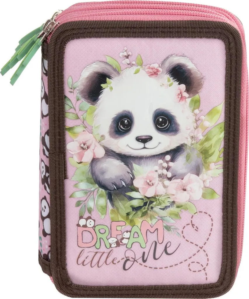 Trousse à crayons triple Derform avec panda mignon et 10 accessoires - 2