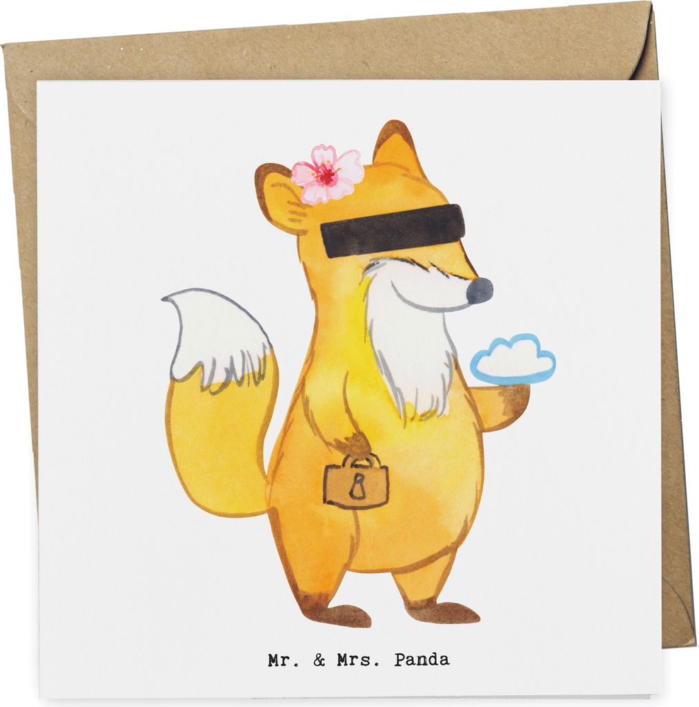 Mr. & Mrs. Panda Klappkarte Datenschutzbeauftragte Herz - Weiß - Geschenk, anlasskarte, Privatsphäre, Datenschutz, Zensiert, Anonymität, faltkar...