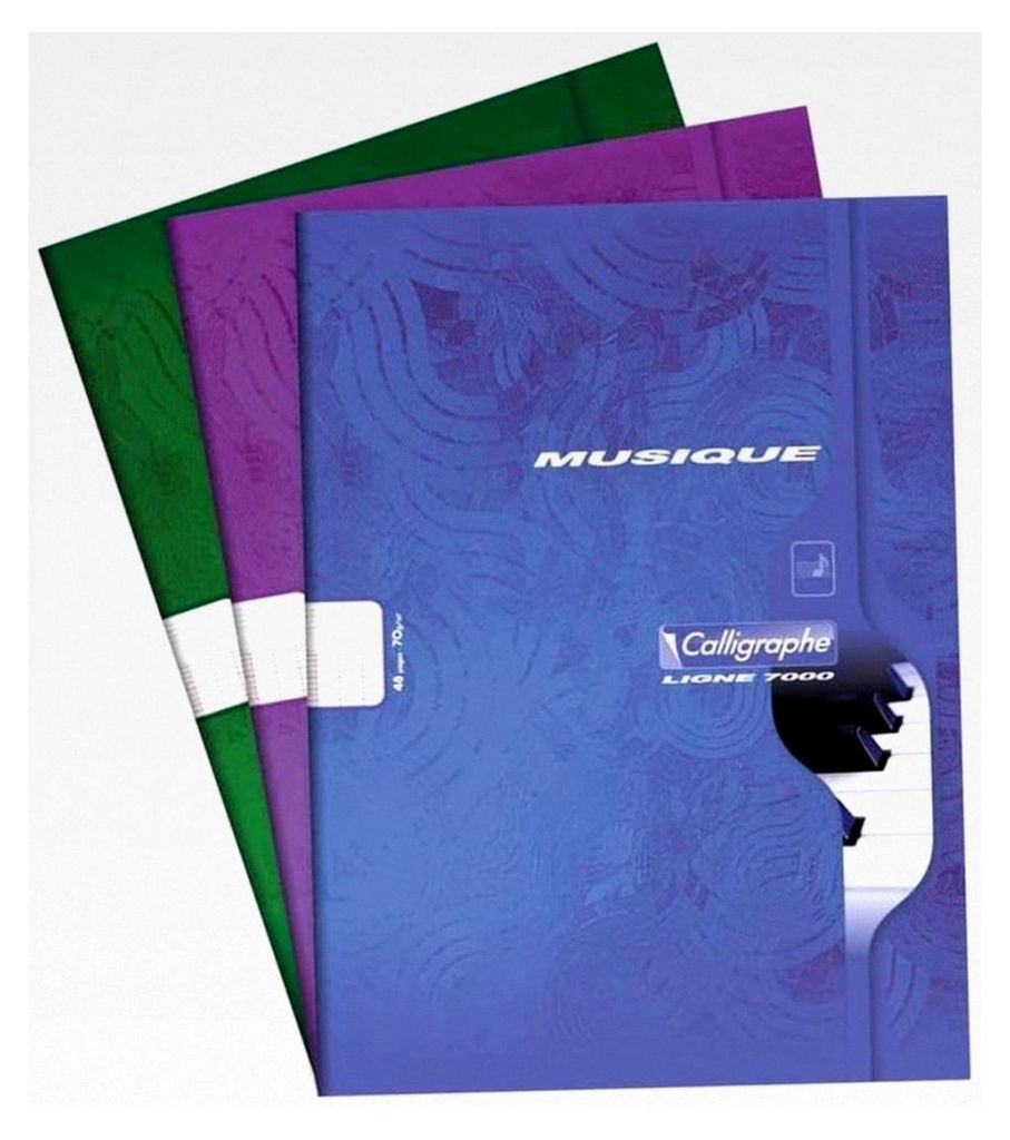 Set aus 3 Notizheften für Musik und Gesang 21x29,7 48 Blatt kariert/Notenlinien 70g