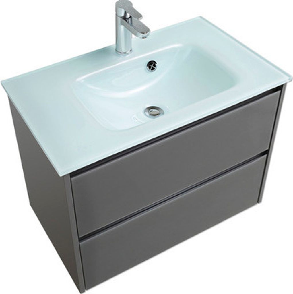Waschtischunterschrank Pelipal xpressline 3261 grau mit Glasfront BxHxT 75 x 52,9 x 42 cm