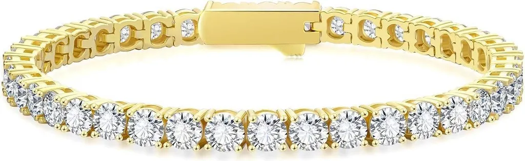 Rivière de diamants synthétiques en or 14k et zirconium 4mm pour femme