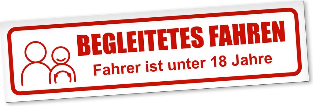 PantherPixel Begleitetes Fahren Magnetschild Auto Unter 18 Jahre Magnetfolie Geschenkidee 60 x 16 cm STANDARDFARBFOLIEN