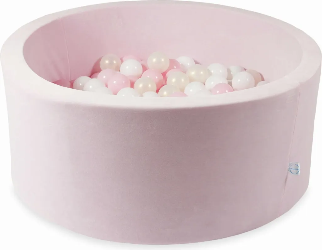 Piscine sèche velours 90x40 Soft Pink et ses 300 balles nacrées